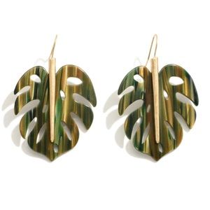 Resin Monstera Leaf Drop Earrings